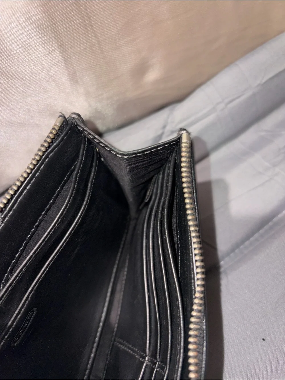 Coach Black Leather Wristlet Clutch with Turn-Lock